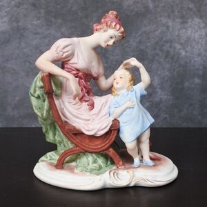 Vintage Regency Style Mother & Child Hand Painted Porcelain Figurine